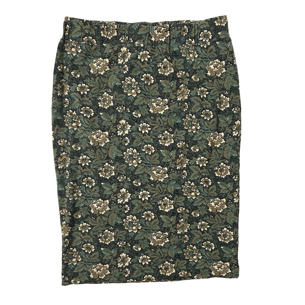 Peruvian Connection High Waisted Pencil Midi Floral Skirt Size Large Stretch